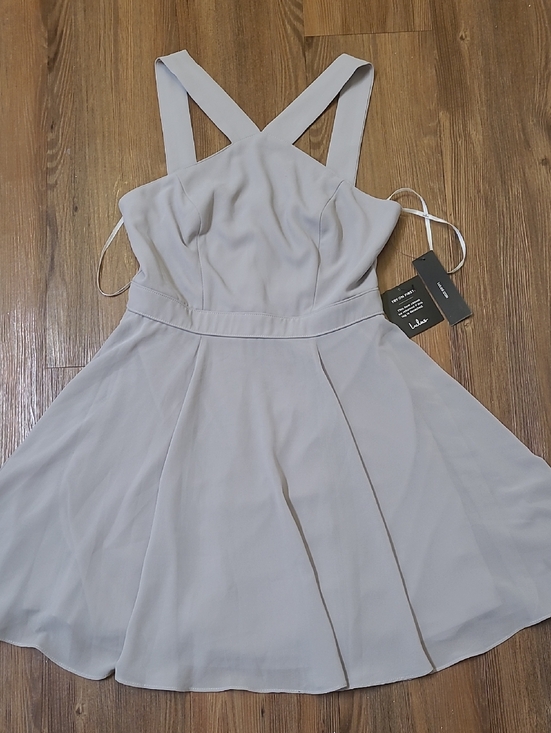 Lulus Dresses & Skirts - Lulu's Light Gray Cross-Back Fit & Flare Mini Dress